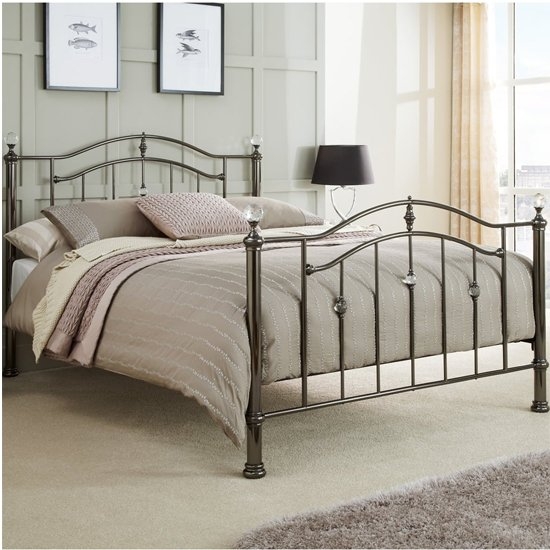 Ashley Metal King Size Bed In Black Nickel