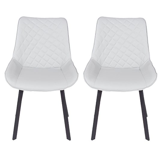 Aspen Grey Faux Leather Dining Chairs With Black Metal Legs In Pair