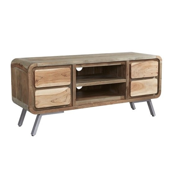 Aspen Large Wooden 4 Drawers Tv Stand In Reclaimed Wood