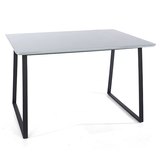 Aspen Rectangular Dining Table In Grey High Gloss With Metal Legs