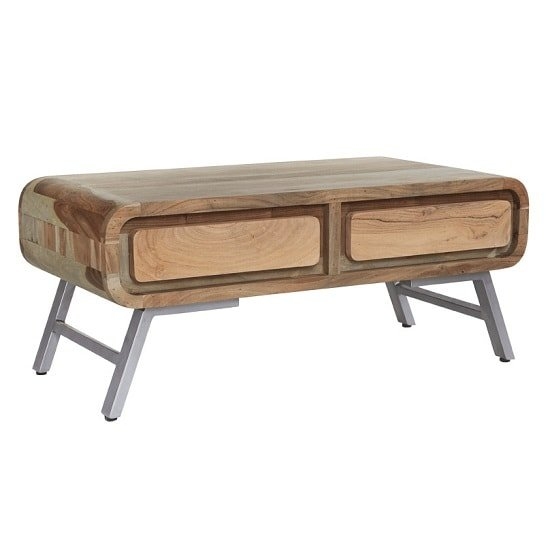 Aspen Wooden 2 Drawers Coffee Table In Reclaimed Wood