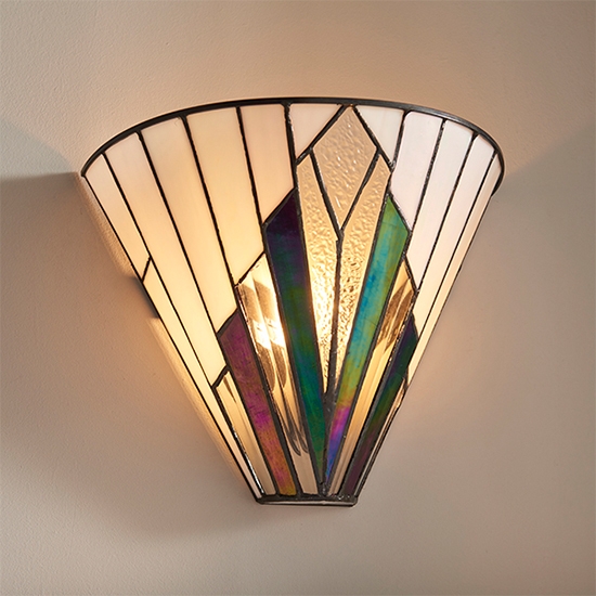 Astoria Tiffany Glass Wall Light In Matt Black