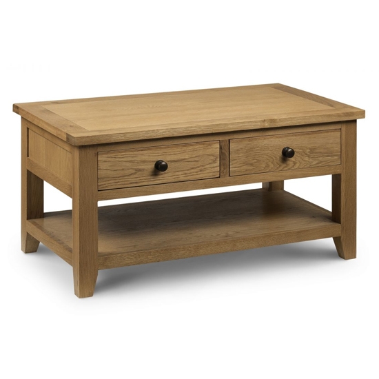 Astoria Wooden 2 Drawers Coffee Table In Waxed Oak