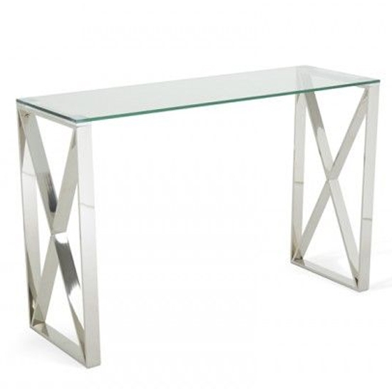 Astra Clear Glass Top Console Table With Silver Frame