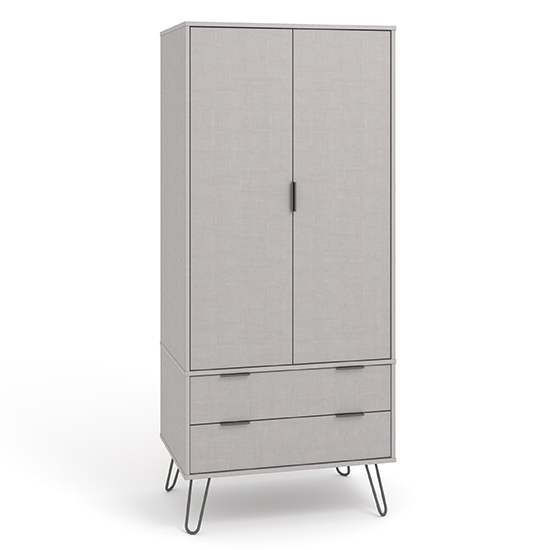 Augusta Wooden 2 Doors And 2 Drawers Wardrobe In Grey