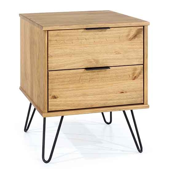 Augusta Wooden 2 Drawers Bedside Cabinet In Pine