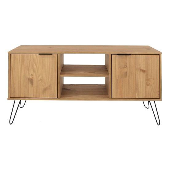 Augusta Wooden Tv Stand In Pine With 2 Doors And 1 Shelf