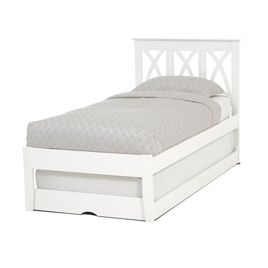 Autumn Wooden Single Bed With Guest Bed In Opal White