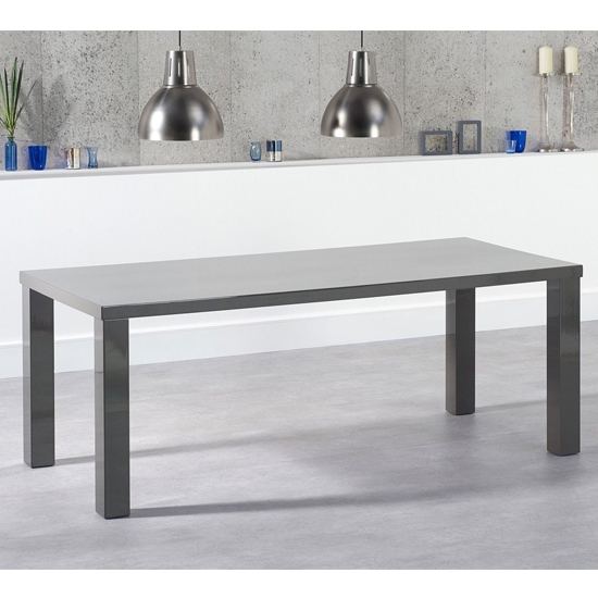 Ava Large Wooden Dining Table In Dark Grey High Gloss