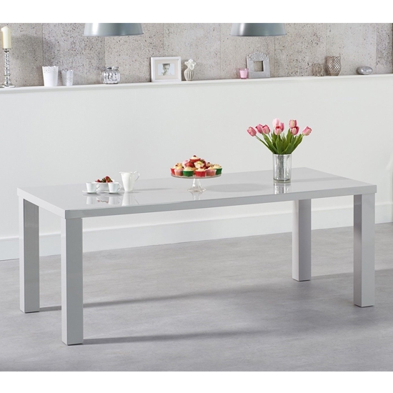 Ava Large Wooden Dining Table In Light Grey High Gloss