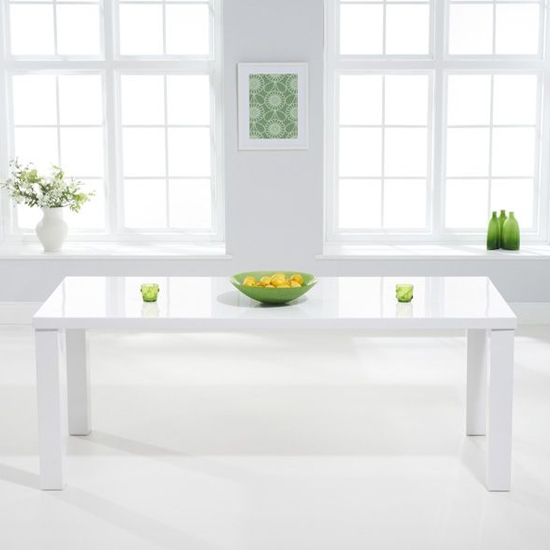 Ava Large Wooden Dining Table In White High Gloss