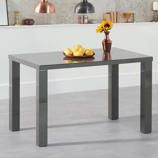 Ava Wooden Dining Table In Dark Grey High Gloss