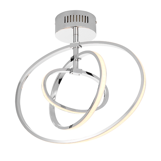 Avali 3 Lights Semi Flush Ceiling Light In Chrome And White Diffuser