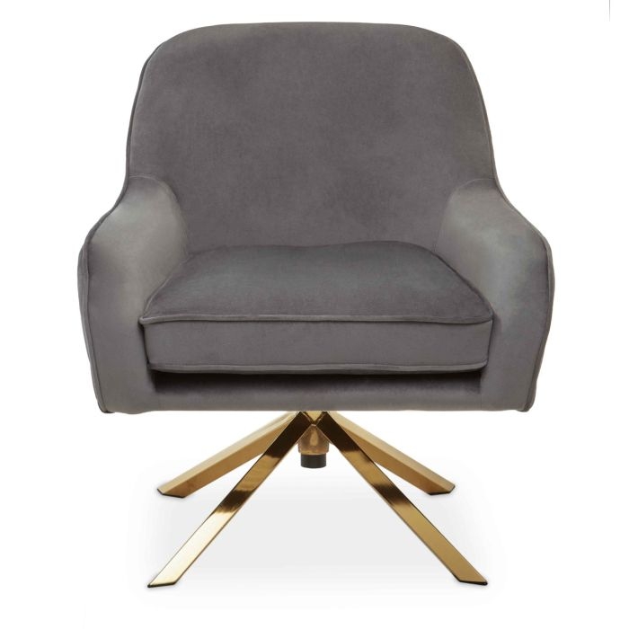 Avery Velvet Upholstered Armchair In Grey