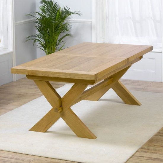 Avignon Large Wooden Dining Table In Oak With Cross Legs