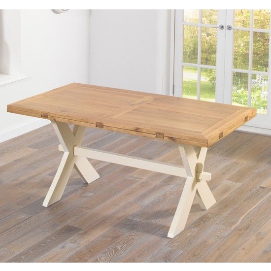 Avignon Wooden Dining Table In Oak And Cream With Cross Legs