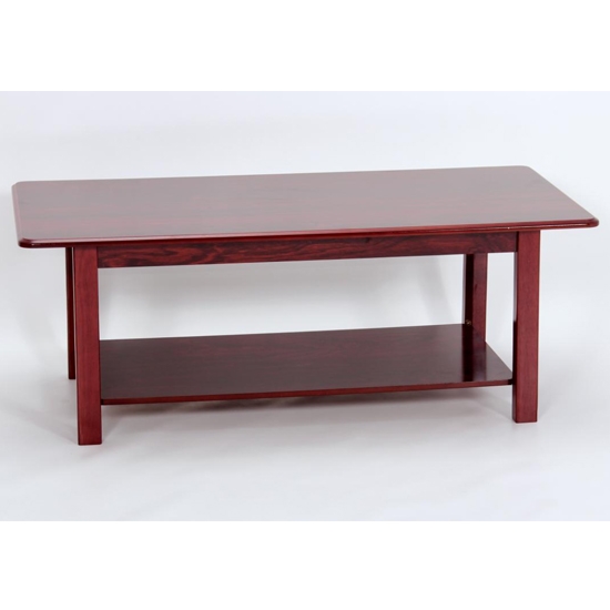 Avon Wooden Coffee Table With Shelf In Mahogany