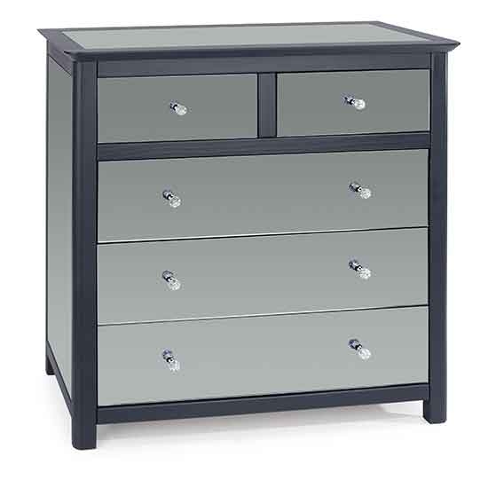 Ayr Mirrored Glass Chest Of Drawers With 2 Drawers In Carbon