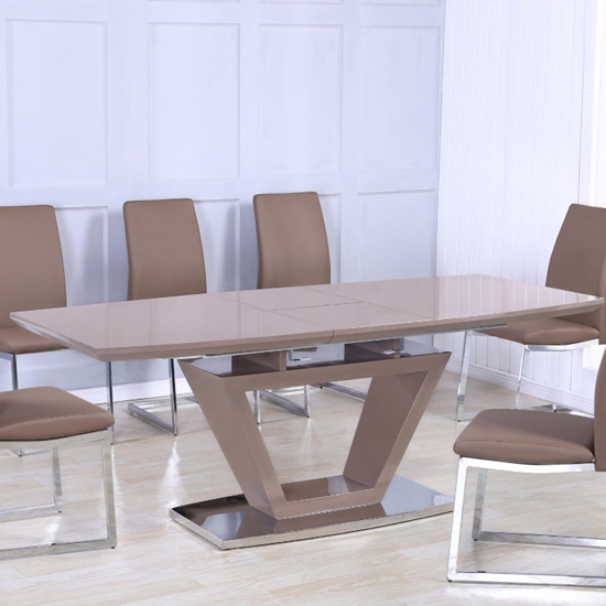 Azore Extending Dining Table In Cappuccino High Gloss