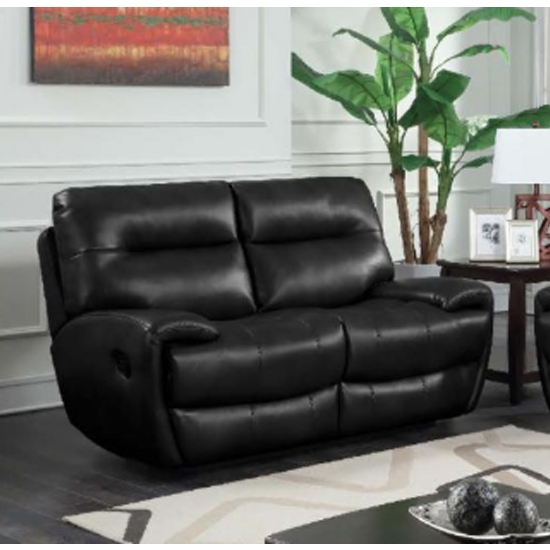 Bailey Recliner Leathergel And Pu 2 Seater Sofa In Black