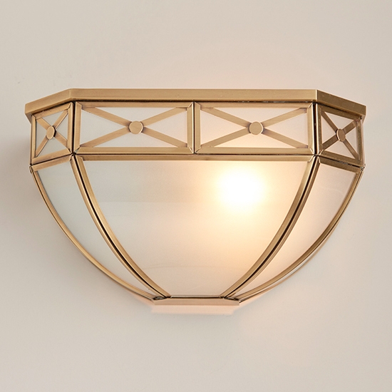 Bannerman Frosted Glass Wall Light In Antique Brass