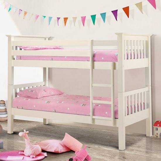 Barcelona Wooden Bunk Bed In Stone White