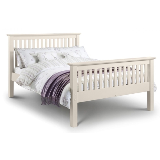 Barcelona Wooden High Foot End Double Bed In Stone White