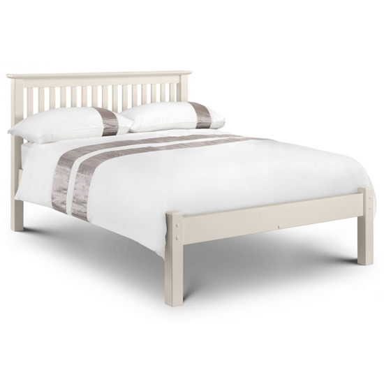 Barcelona Wooden Low Foot End Double Bed In Stone White