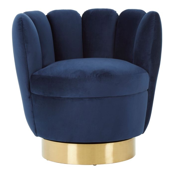 Beauly Velvet Upholstered Accent Chair In Dark Blue