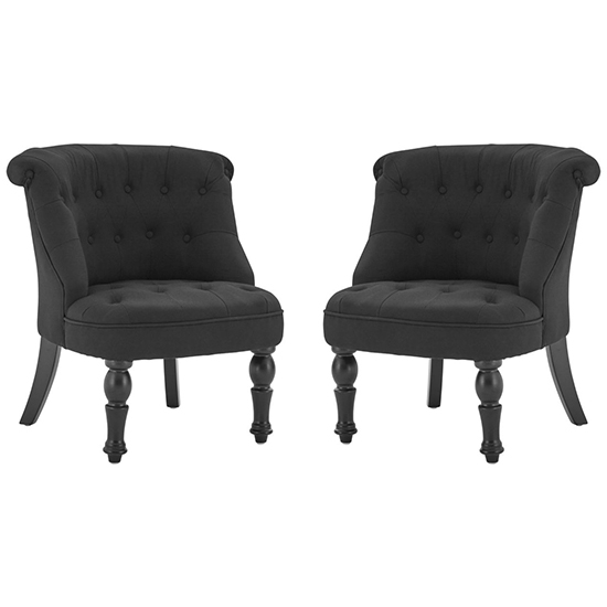 Belgravia Black Cotton Fabric Armchair In Pair