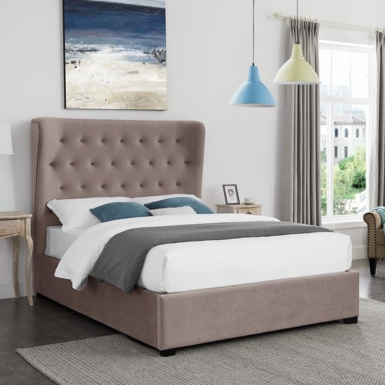 Belgravia Fabric Upholstered Double Bed In Cappuccino