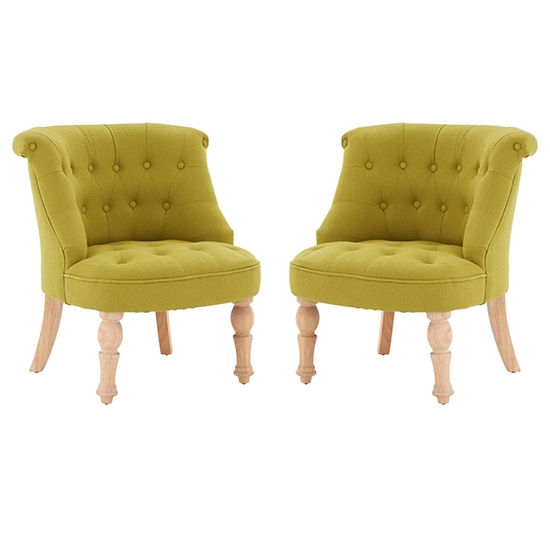 Belgravia Green Cotton Fabric Armchair In Pair