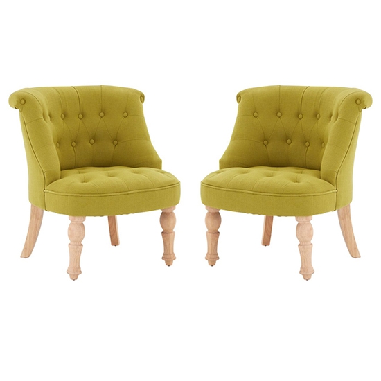 Belgravia Green Cotton Fabric Armchair In Pair