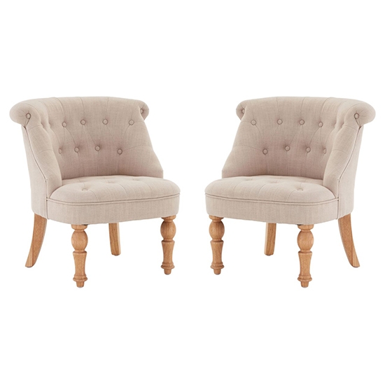 Belgravia Natural Cotton Fabric Armchair In Pair