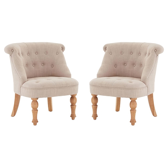 Belgravia Natural Cotton Fabric Armchair In Pair