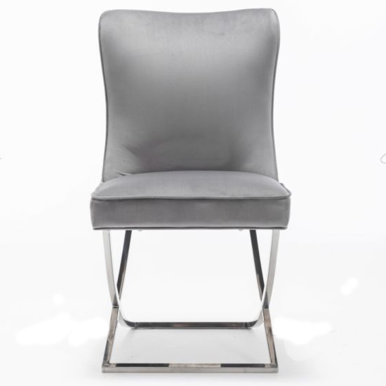 Belgravia Velvet Upholstered Dining Chair In Dark Grey