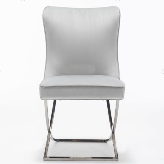 Belgravia Velvet Upholstered Dining Chair In Light Grey