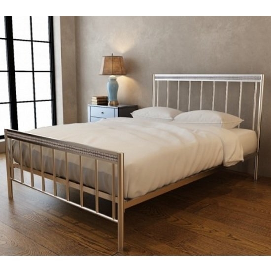 Bellini Metal Double Bed In Silver