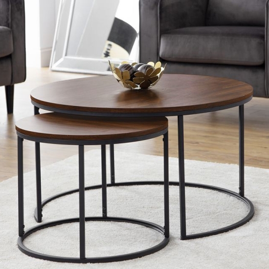 Bellini Round Wooden Nesting Coffee Table In Walnut