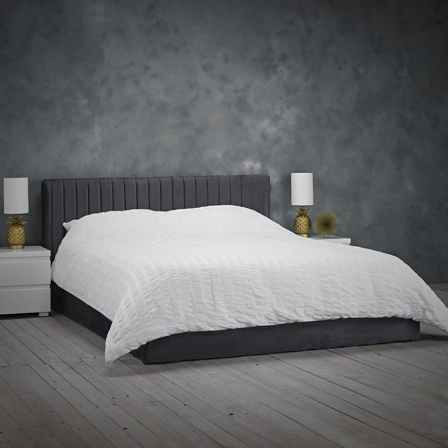 Berlin Velvet Upholstered King Size Bed In Silver