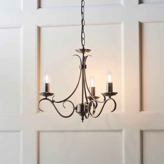 Bernice 3 Lights Ceiling Pendant Light In Antique Silver Effect