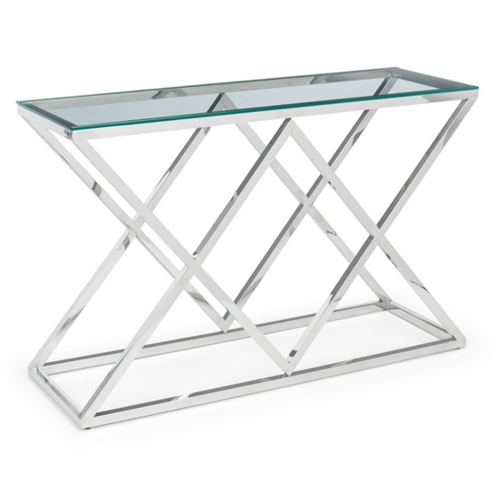 Biarritz Clear Glass Top Console Table With Chrome Legs