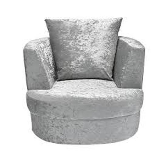 Bliss Small Crushed Velvet Swivel Chair In Silver