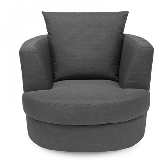 Bliss Small Linen Fabric Swivel Chair In Grey