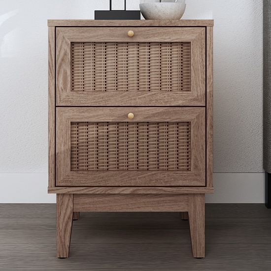 Bordeaux Wooden 2 Drawers Bedside Cabinet In Oak