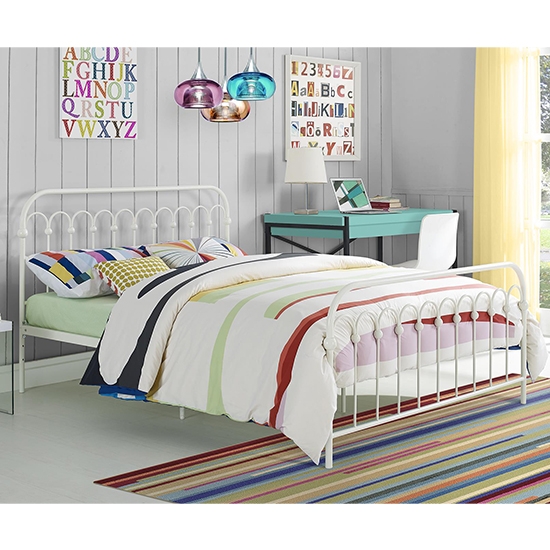 Bright Pop Metal Double Bed In White