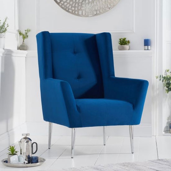 Brooklyn Velvet Upholstered Bedroom Chair In Blue