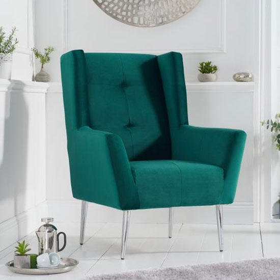 Brooklyn Velvet Upholstered Bedroom Chair In Green