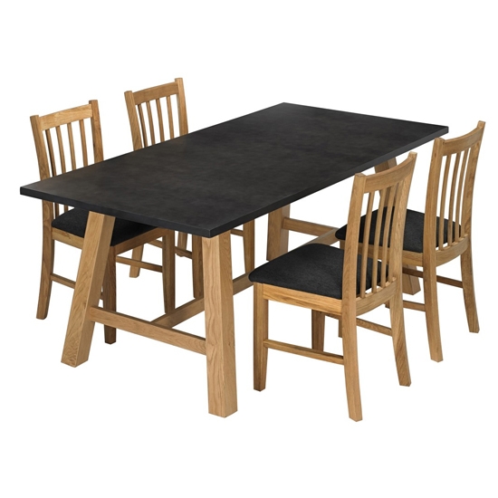 Brooklyn Wooden Dining Set Grey And Oak With 4 Chairs