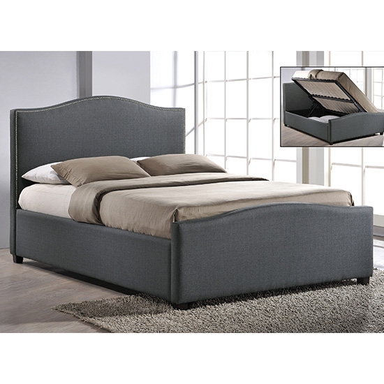Brunswick Fabric Upholstered Double Bed In Grey